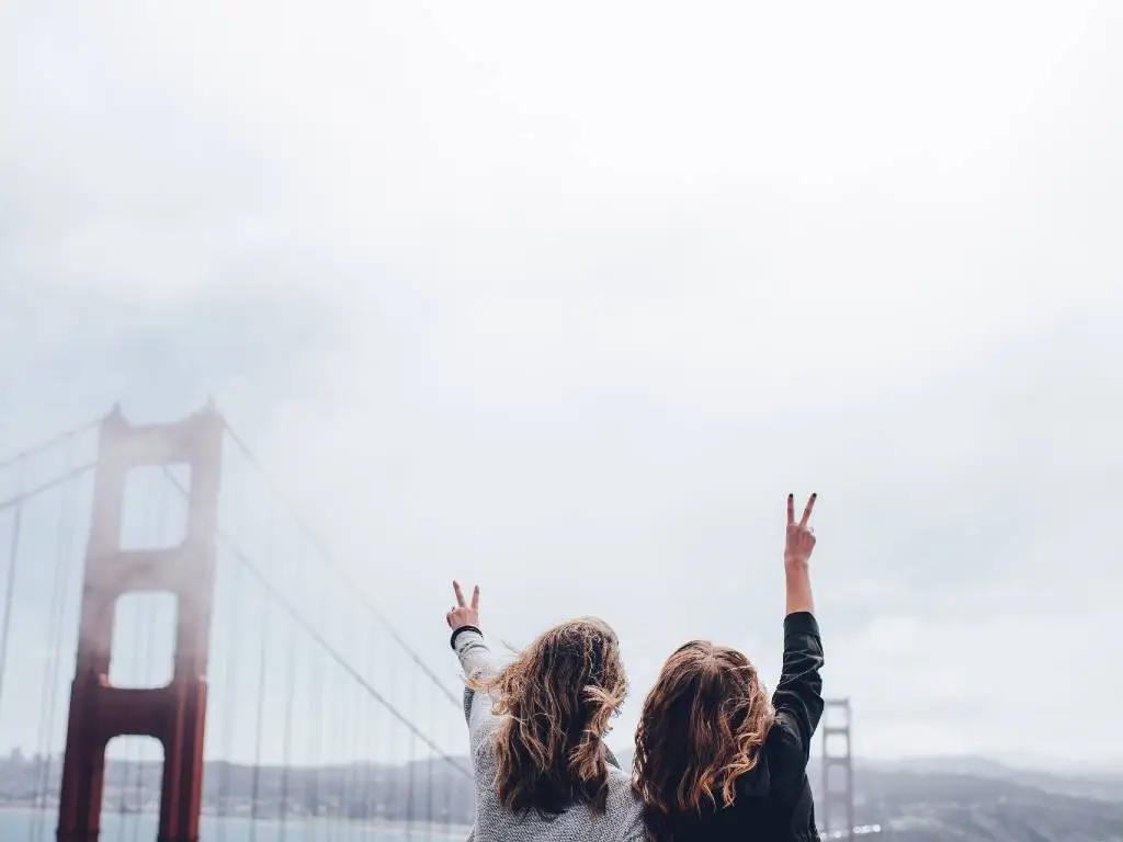 view of Golden Gate Bridge in fog