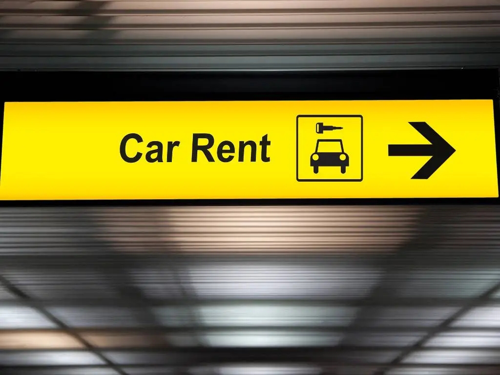 car rental sign.